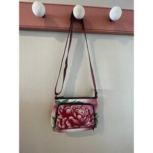 Anuschka handbag Pink Crossbody Purse Genuine Leather Max Aura